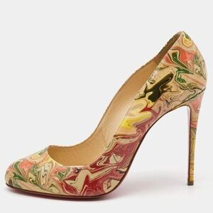 Christian Louboutin / FIFI Marble Patent pumps paint swirl Heels So Kate 38.5